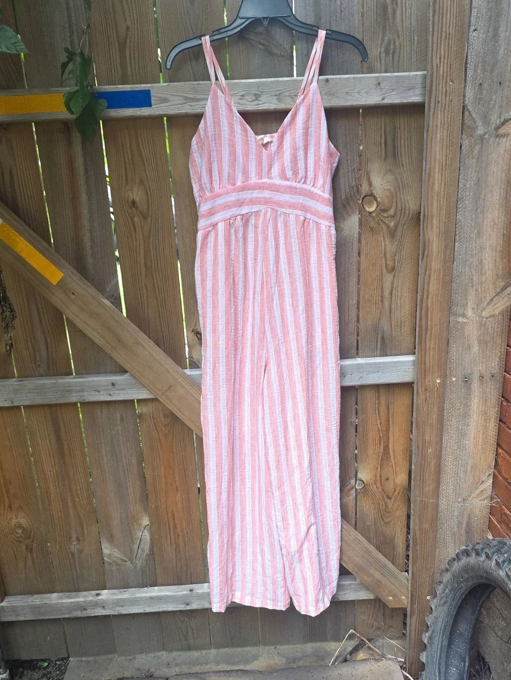 Pink and White Stripped Jumpsuit